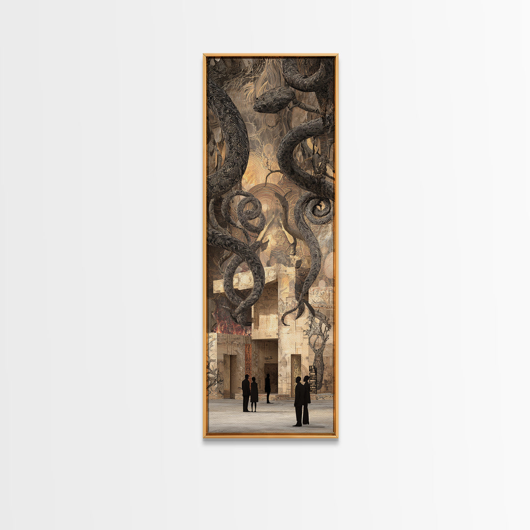 Shadow Serpents In Ancient Gallery Wall Art, Mystical Abstract Decor, Large Canvas Artwork For Gothic Living Room Decor Gift
