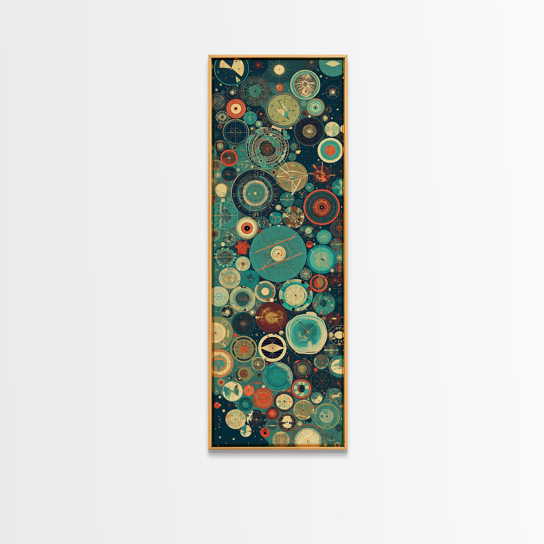 Abstract Celestial Circles And Cosmic Charts Wall Art, Modern African Inspired Decor, Geometric Canvas Print, Office Gift