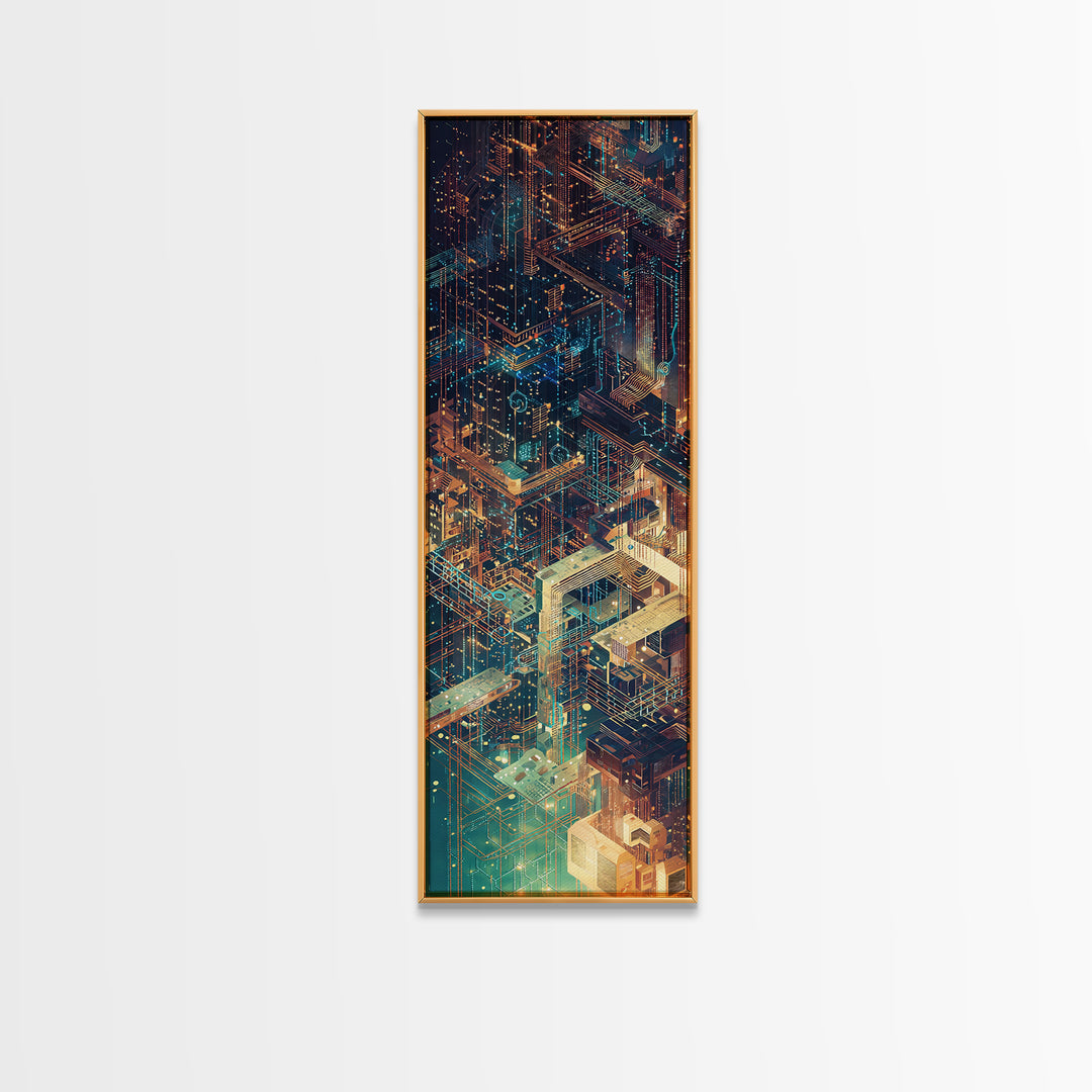 Neon Cyberpunk Megacity Wall Art, Futuristic Cityscape Canvas Print, Modern Urban Decor, Sci Fi Architecture Poster, Tech Noir Gift
