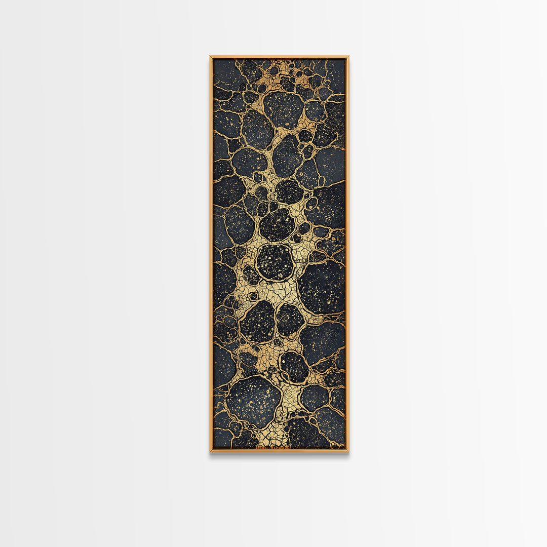 Black Gold Cracked Stone Canvas Print, Abstract African Art Decor, Luxury Modern Wall Art, Earth Tone Statement Piece Gift