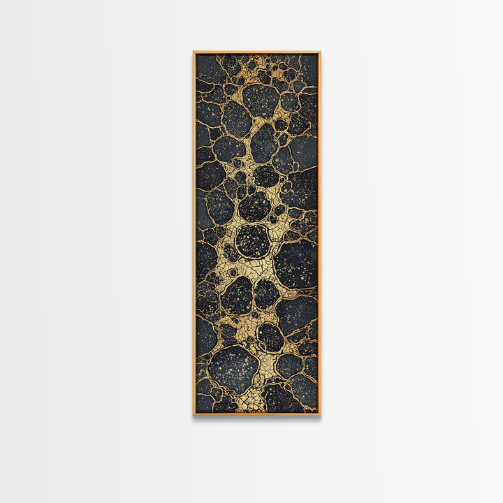 Black Gold Cracked Stone Canvas Print, Abstract African Art Decor, Luxury Modern Wall Art, Earth Tone Statement Piece Gift