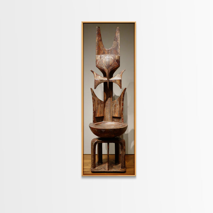 Rustic African Tribal Throne Sculpture Wall Art, African Wood Statue, African Carved Decor, Cultural Home Decor, Unique Gift