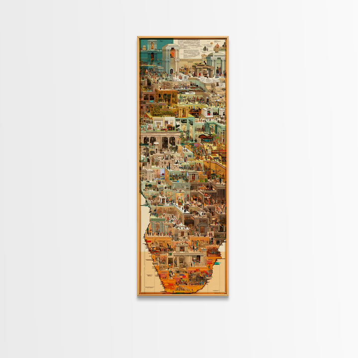 Ancient Egyptian City Collage Wall Art, African Culture Art Print, Historic Temple Poster, Travel Inspired Home Decor, Gallery Art