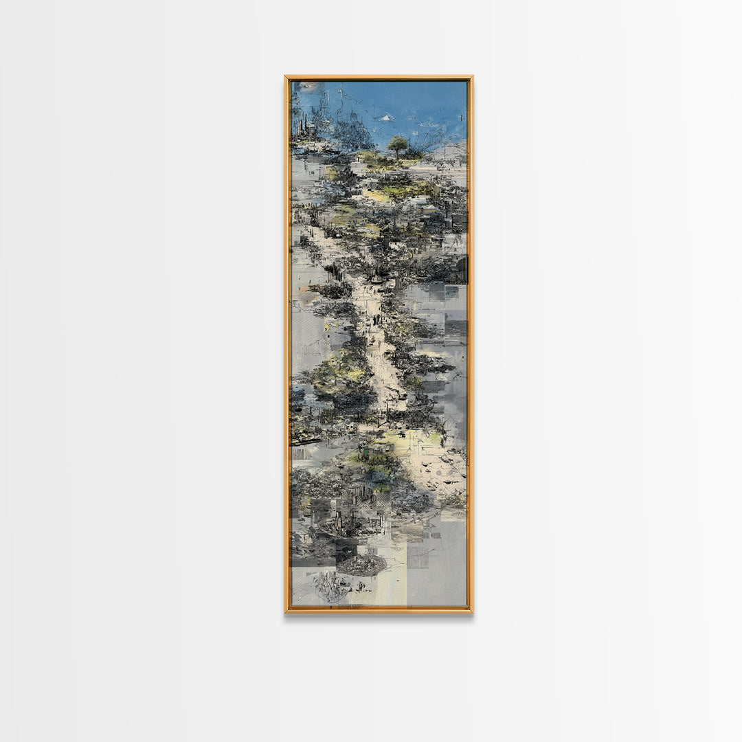 Blue Gray Abstract Pathway Canvas Print, Modern Landscape Wall Art, Textured Art Print, Minimalist Office Decor, Home Decor