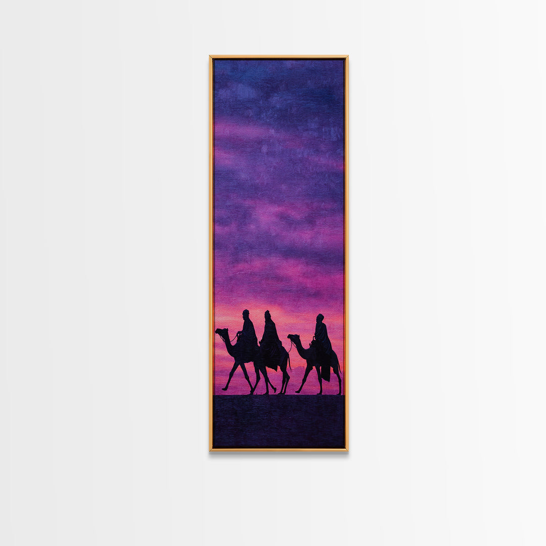 Pink Purple Sunset Camel Caravan Wall Art, African Safari Art Print, Desert Travel Decor, Boho Canvas For Bedroom Gallery
