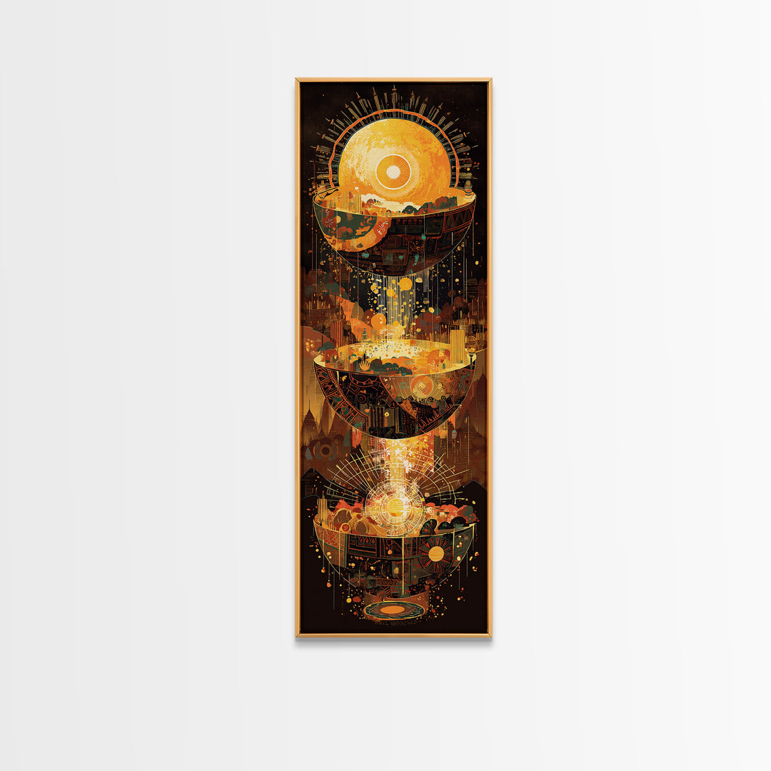 Glowing Solar City And Floating Worlds Canvas Print, Afrofuturism Decor, African Inspired Abstract, Modern Black Art, Statement Wall Decor