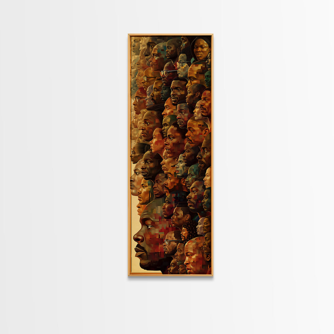 Panoramic Black Faces Collage With African Profiles Wall Art, African American Art Print, Afrocentric Black Culture Decor