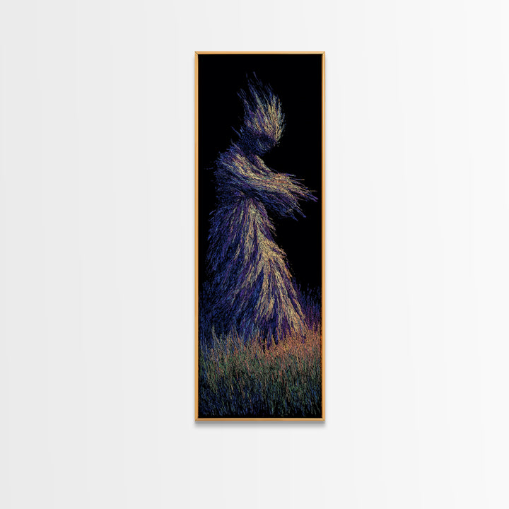 Mystical African Woman Wall Art, Abstract Particle Figure, Spiritual Afrocentric Decor, Elegant Black Goddess Canvas Print