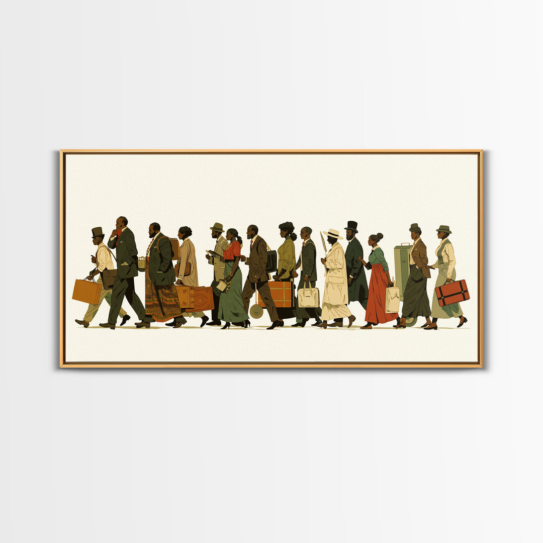 Elegant Black Travelers Procession Wall Art, African American Art, Black Culture Art Print, Heritage Portrait For Living Room