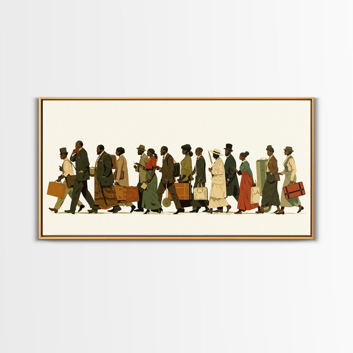 Elegant Black Travelers Procession Wall Art, African American Art, Black Culture Art Print, Heritage Portrait For Living Room