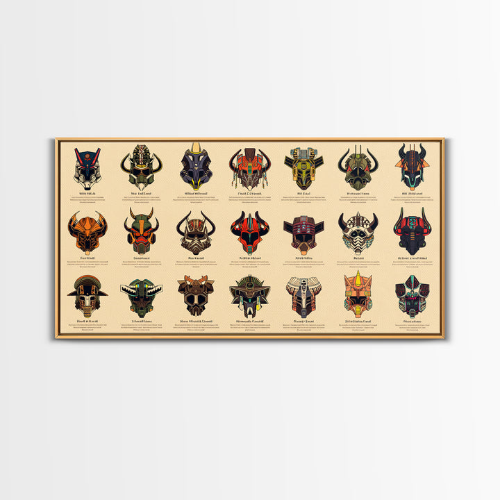 Futuristic African Mask Collection Wall Art, Tribal Mask Canvas Print, Afrofuturism Decor For Gaming Room Or Office Poster
