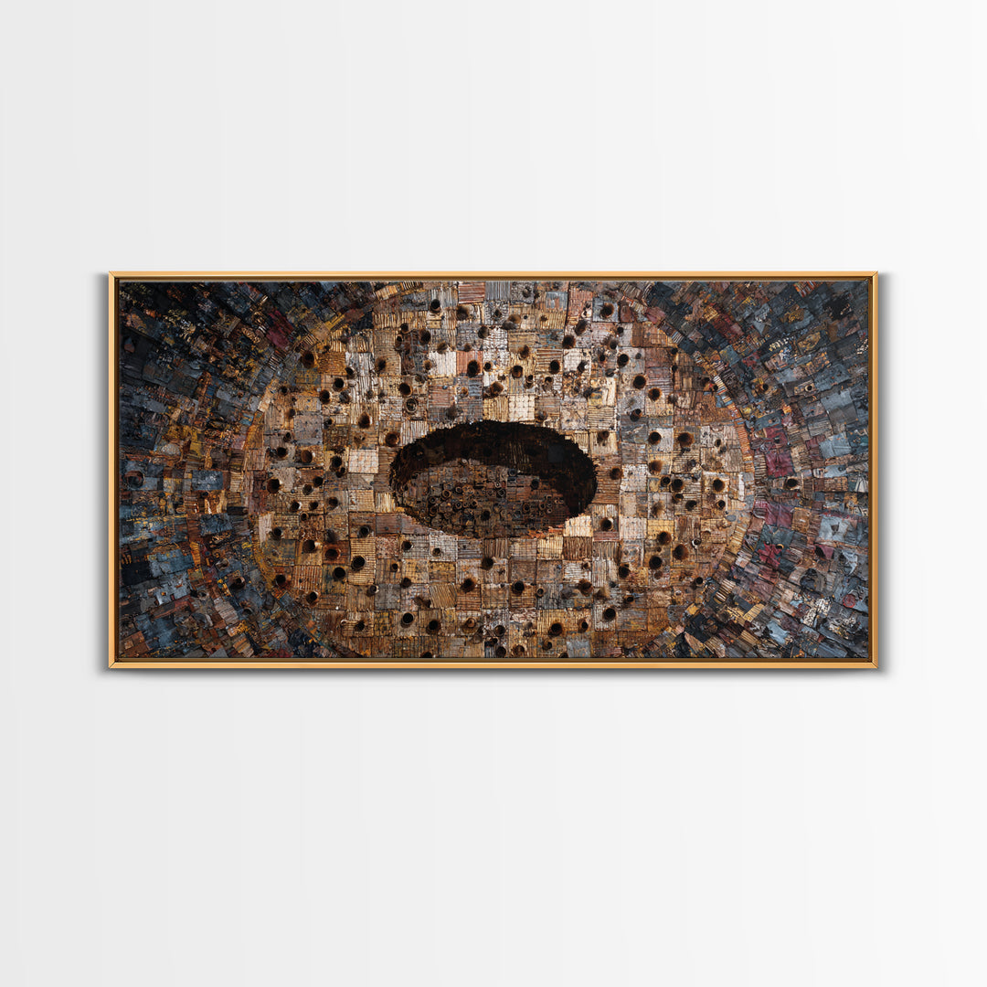 Weathered Bronze Tribal Mask Portal Wall Art, Abstract African Art, Kifwebe Mask Decor, Cultural Wall Decor, Statement Piece