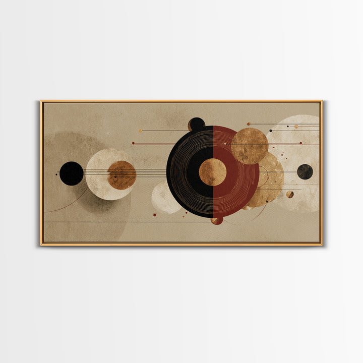 Earth Tone Abstract Circles Wall Art, Mid Century Geometric Canvas Print, Burnt Orange Beige Modern Home Decor Gift For Living Room