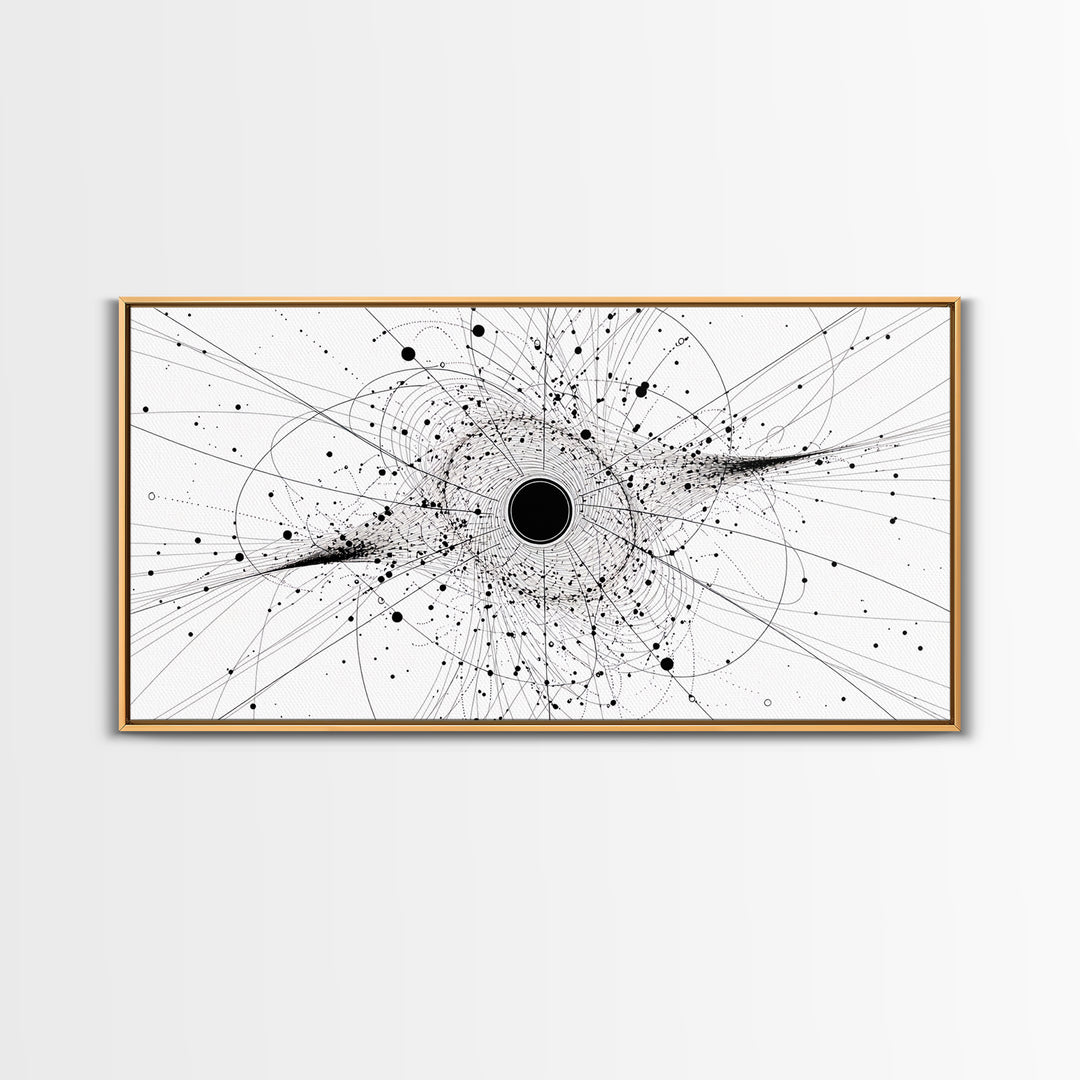 Minimal Black Hole Diagram Wall Art, Abstract Science Line Art, Modern Black And White Home Decor For Office Bedroom Gift