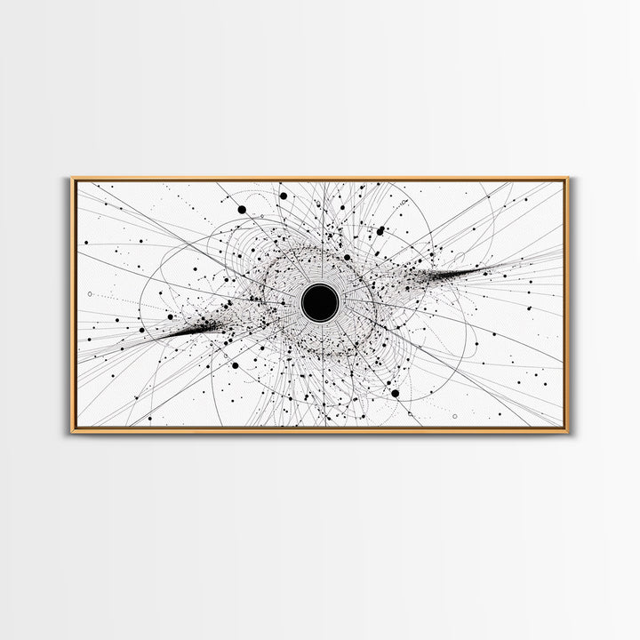 Minimal Black Hole Diagram Wall Art, Abstract Science Line Art, Modern Black And White Home Decor For Office Bedroom Gift