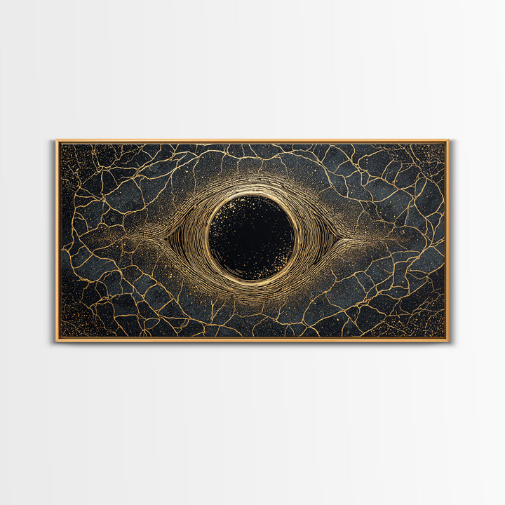 Golden Cosmic Eye Wall Art, Black And Gold Abstract Art, Mystical Wall Decor, Modern Canvas Art, Spiritual Statement Decor