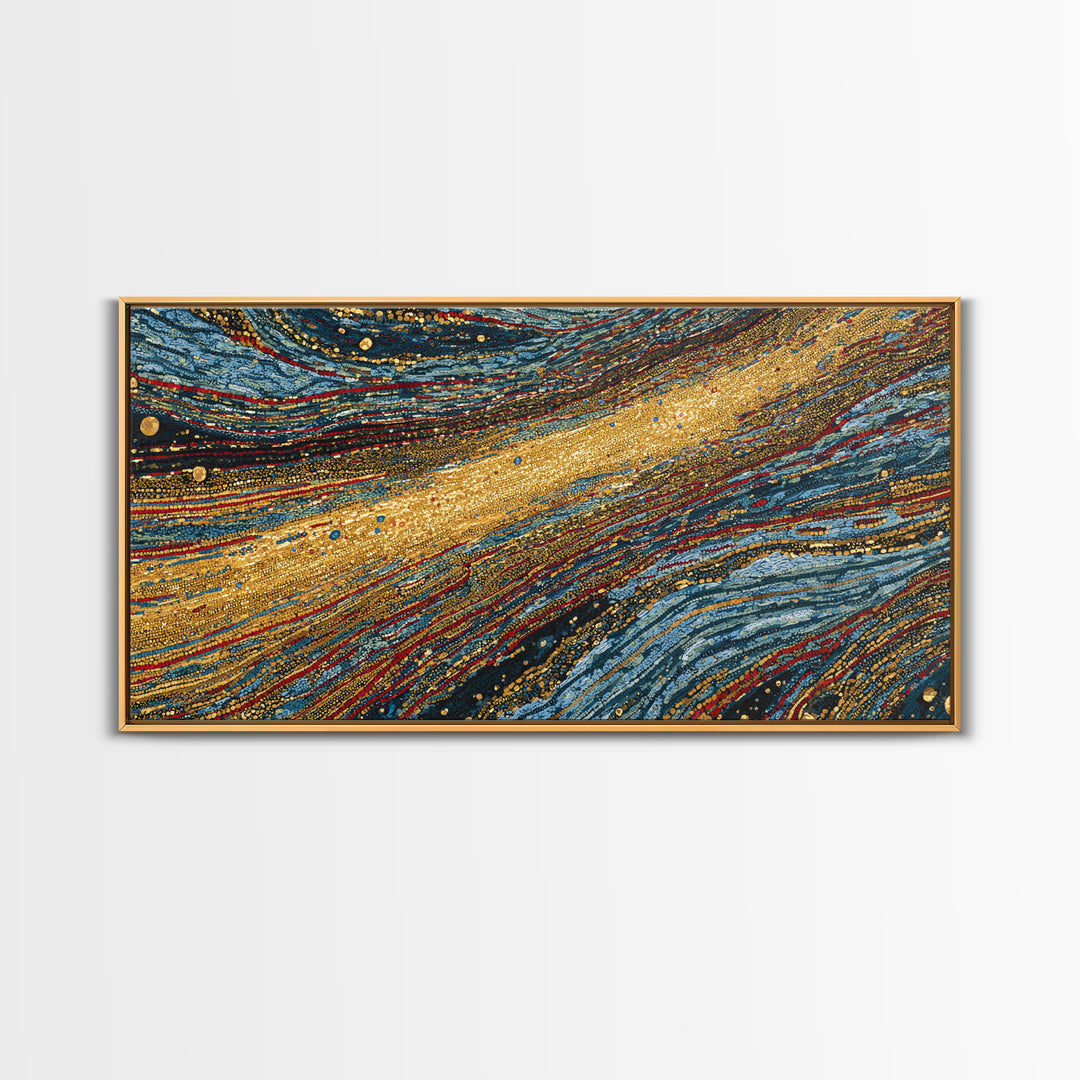 Gold And Teal Flowing Abstract Wall Art, Textured Art Print, Modern Canvas Art, Luxury Home Decor, Large Wall Decor Gift
