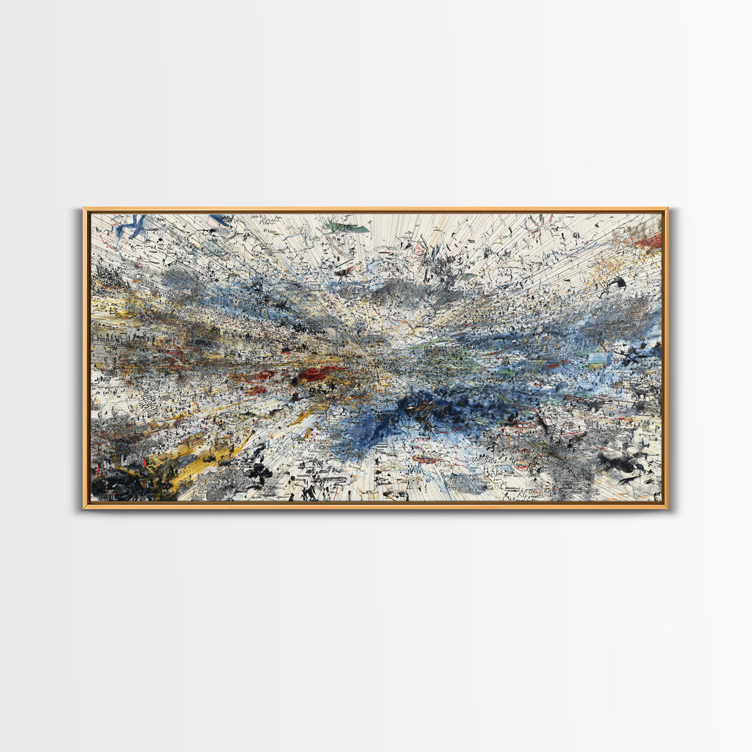 Abstract Blue White Landscape Wall Art, Textured Modern African Inspired Painting, Large Office Decor, Contemporary Print