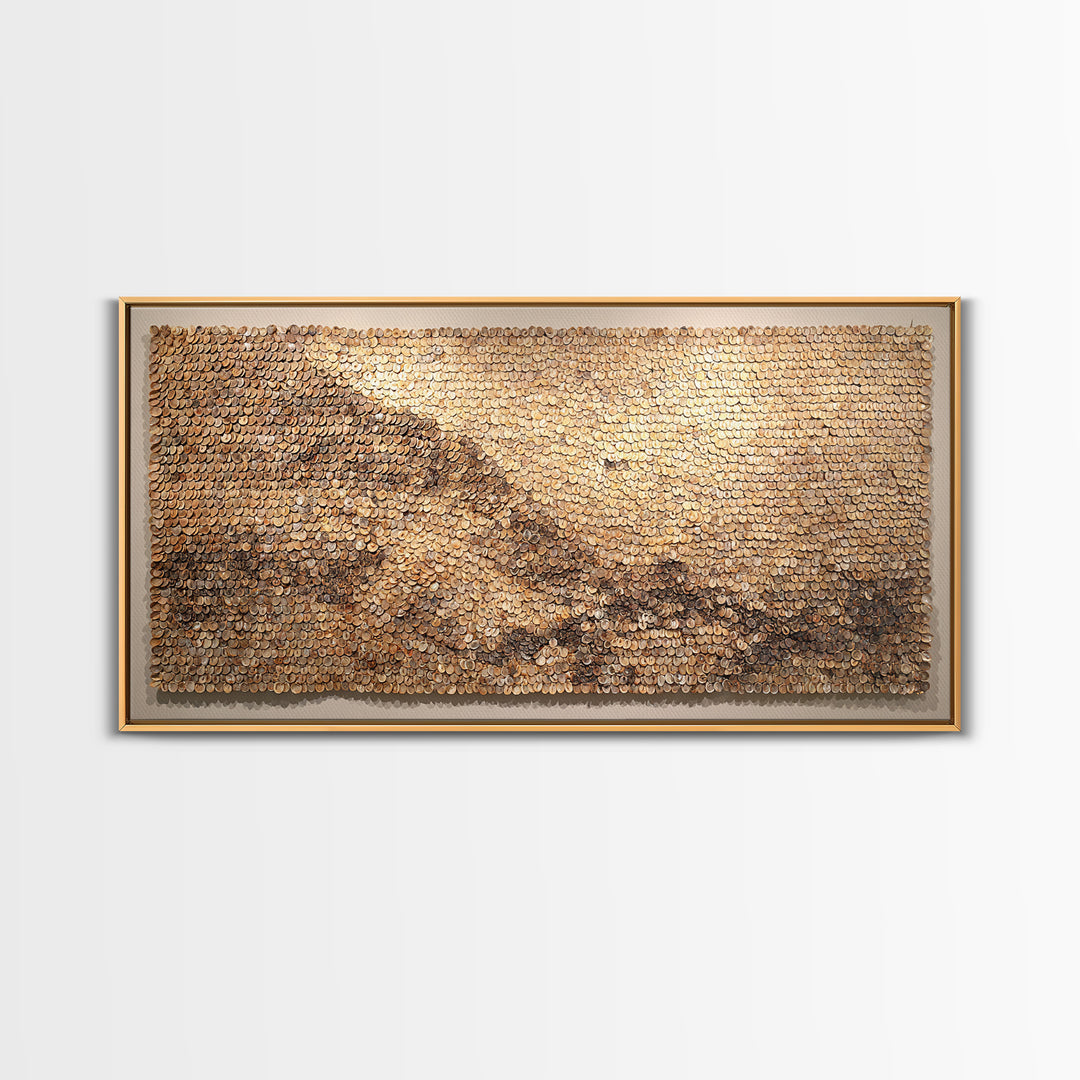Cowrie Shell Mountain Wall Art, Textured African Landscape, Neutral Earth Tone Decor, Unique Home Decor, Boho Modern Canvas Print
