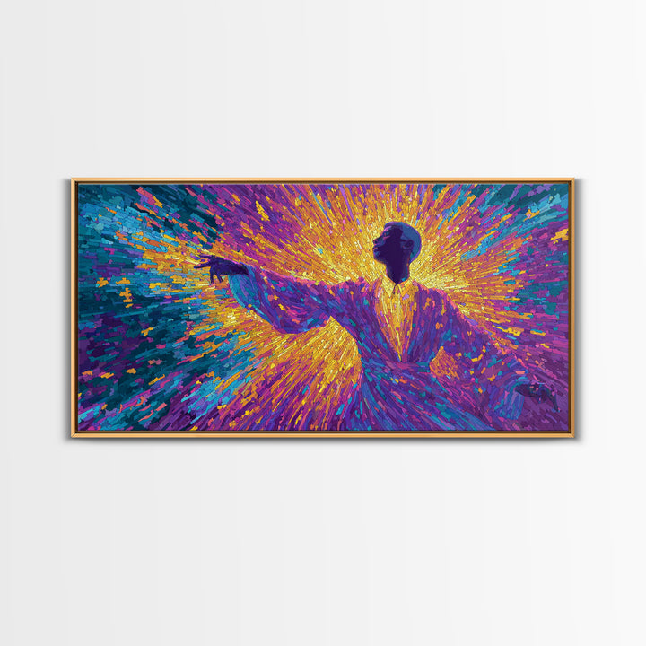 Radiant Purple Robed Dancer In Color Burst Wall Art, Black Culture Art, Vibrant Afrocentric Canvas Print, Home Decor Gift