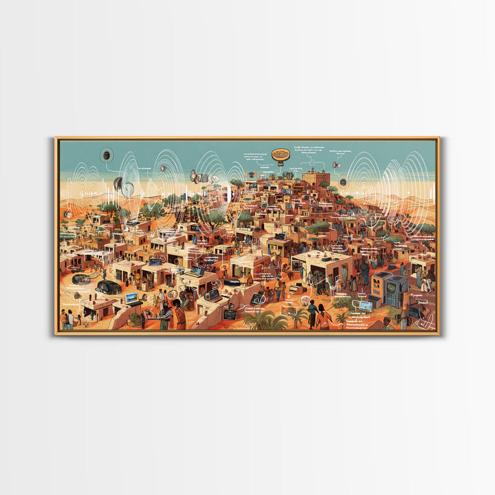 Futuristic Desert African City Wall Art, Afrocentric Urban Landscape, Modern African Art Print, Cultural Home Decor Gift