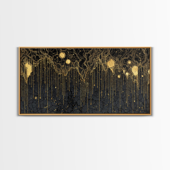 Black Gold Drip Abstract Wall Art, Luxury Canvas Print, Modern African Art Decor, Textured Statement Wall Decor Gift For Home