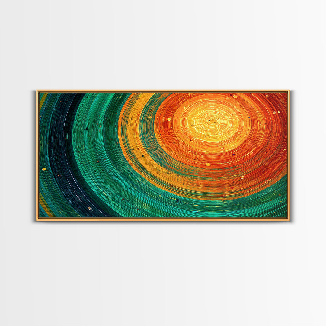 Teal Orange Cosmic Spiral Canvas Print, Abstract African Inspired Wall Art, Vibrant Modern Decor, Boho Statement Gift For Home