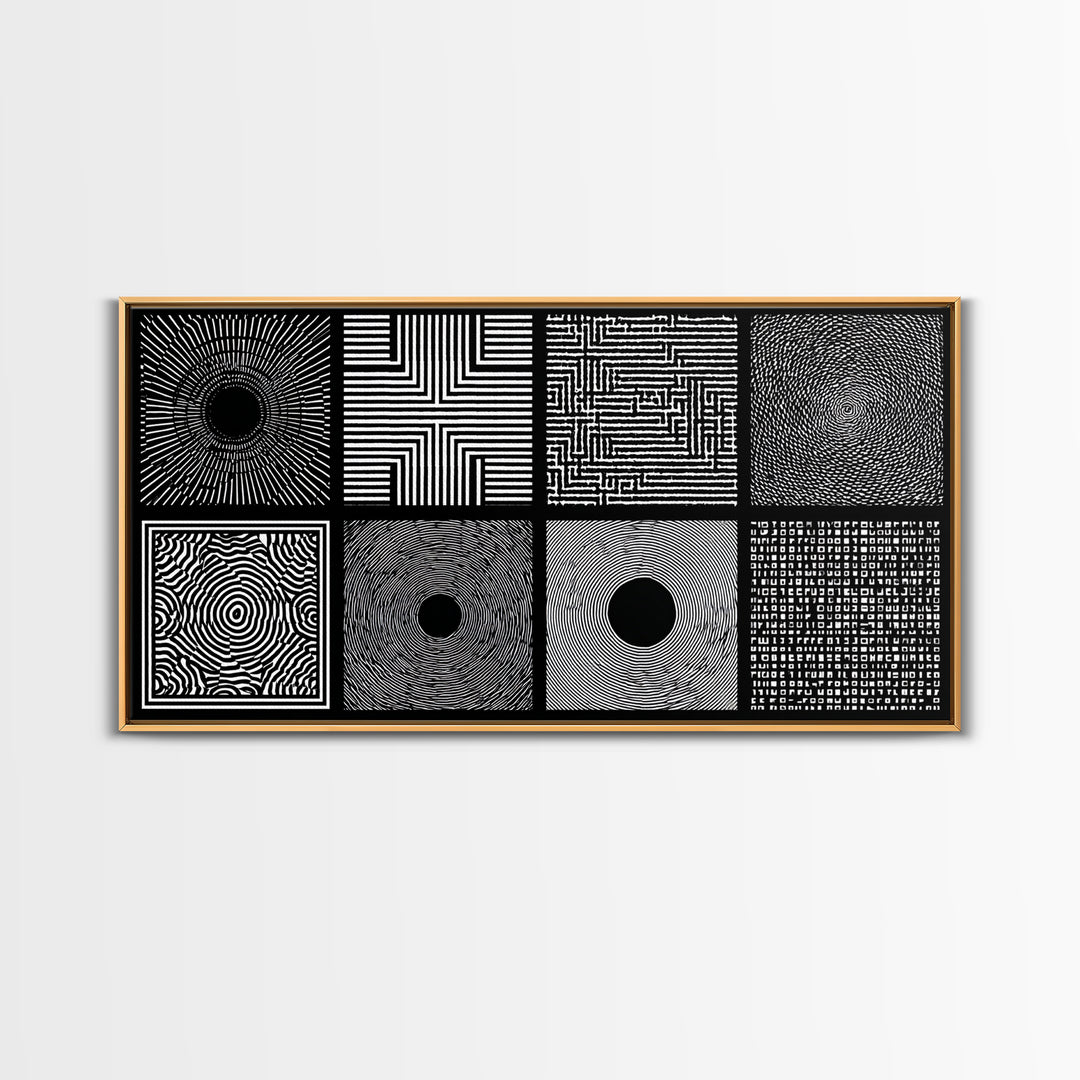 Black White Optical Pattern Canvas Print, African Abstract Geometric Art, Minimalist Modern Wall Decor, Bold Home Decor Gift