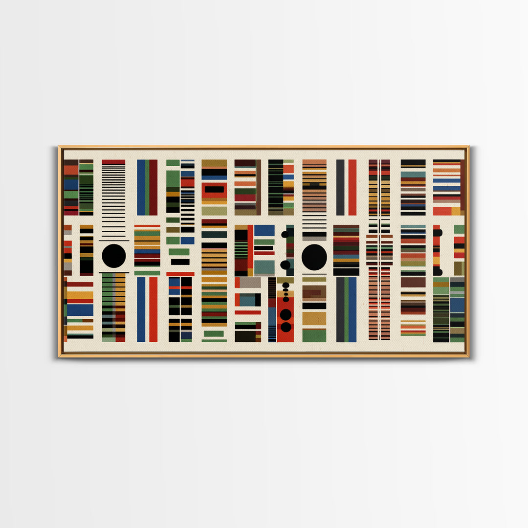 Minimalist African Textile Wall Art, Earth Tone Stripe Canvas Print, Kuba Inspired Geometric Decor For Modern Living Room