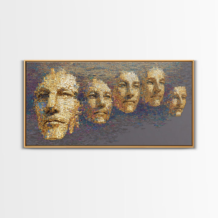 Golden Abstract African Faces Wall Art, Modern Tribal Portrait Canvas Decor, Textured Black And Gold Art, Gallery Home Decor
