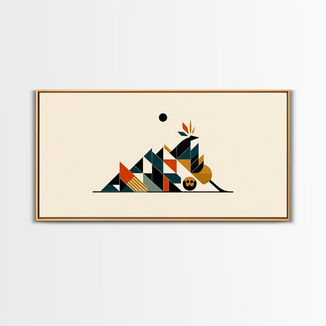 Minimalist Geometric Desert Symbols Wall Art, African Inspired Abstract Shapes, Terracotta Teal Decor, Modern Canvas Print