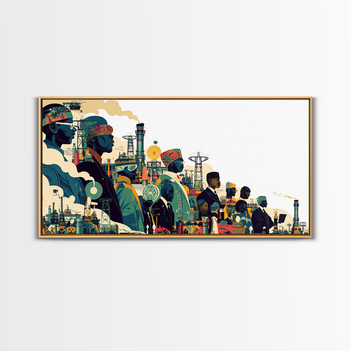 Afrofuturist African City Procession Wall Art, Black Culture Art, Modern African Art, Afrocentric Decor, Statement Canvas