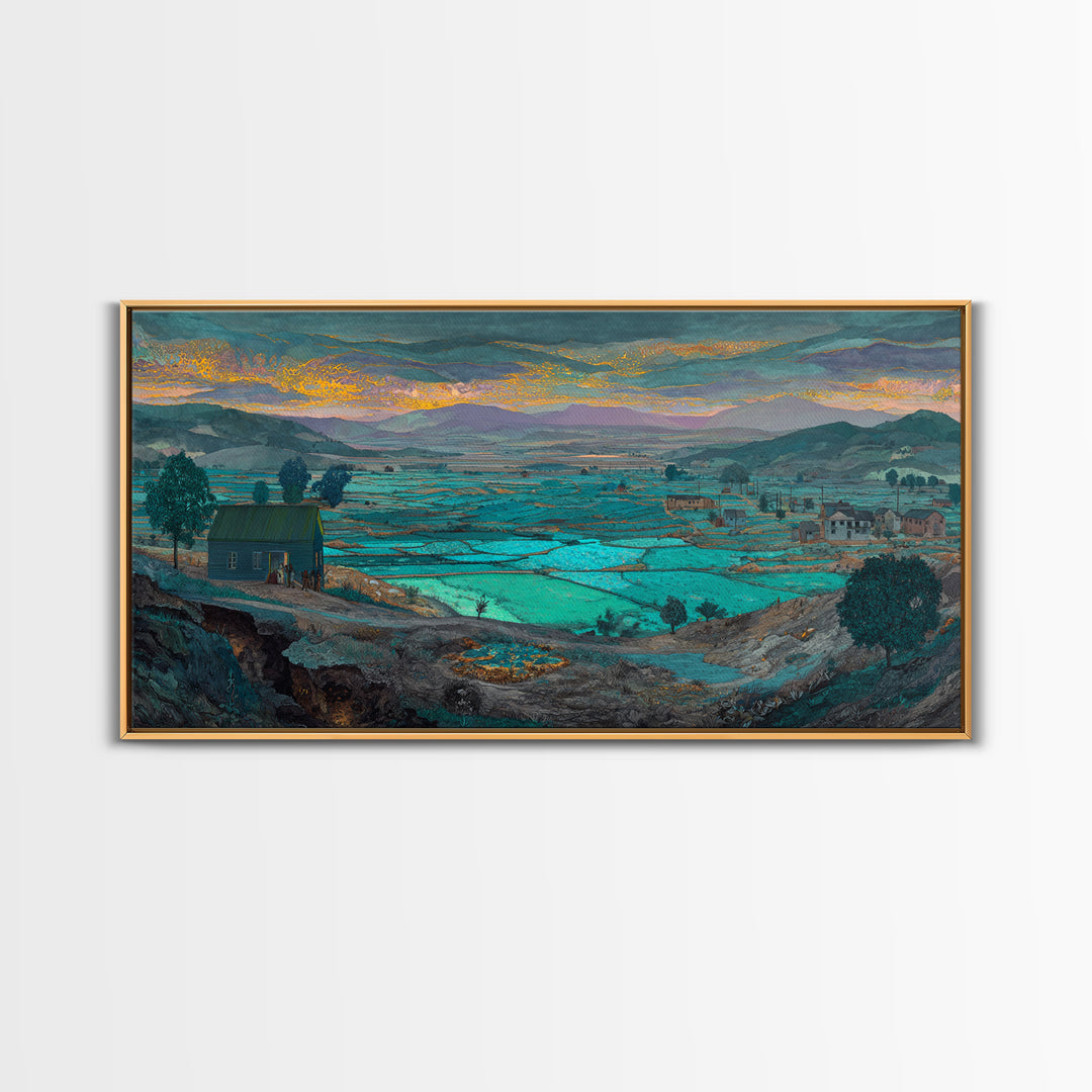 Turquoise African Valley Landscape Canvas Print, Serene Nature Scene Art, Africa Wall Decor, Large Living Room Painting Gift