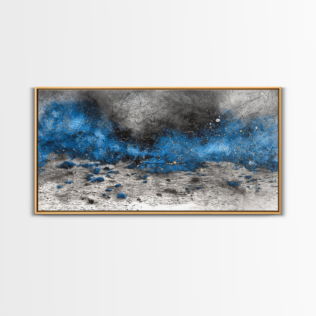 Blue Gray Textured Abstract Wall Art, Modern Landscape Painting, Contemporary Canvas Decor, Large Office Art, Elegant Home Decor