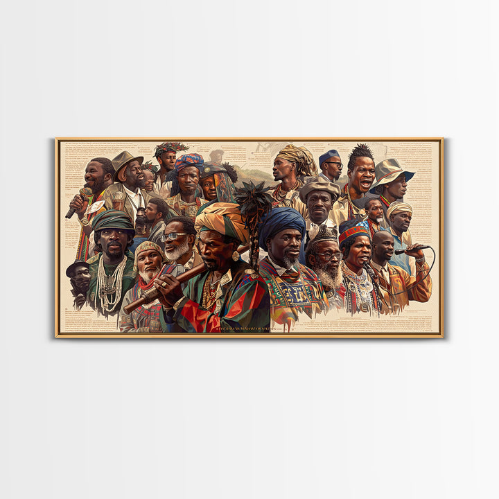 Vibrant African Elders And Musicians Canvas Print, Afrocentric Portrait Wall Decor, African Culture Art, Black Art Gift For Her