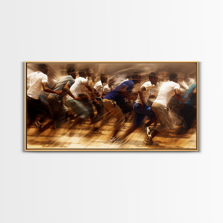 Urban African Runners In Motion Wall Art, Dynamic Black Culture Canvas Print For Gym Decor, Office Decor, And Modern Home Decor
