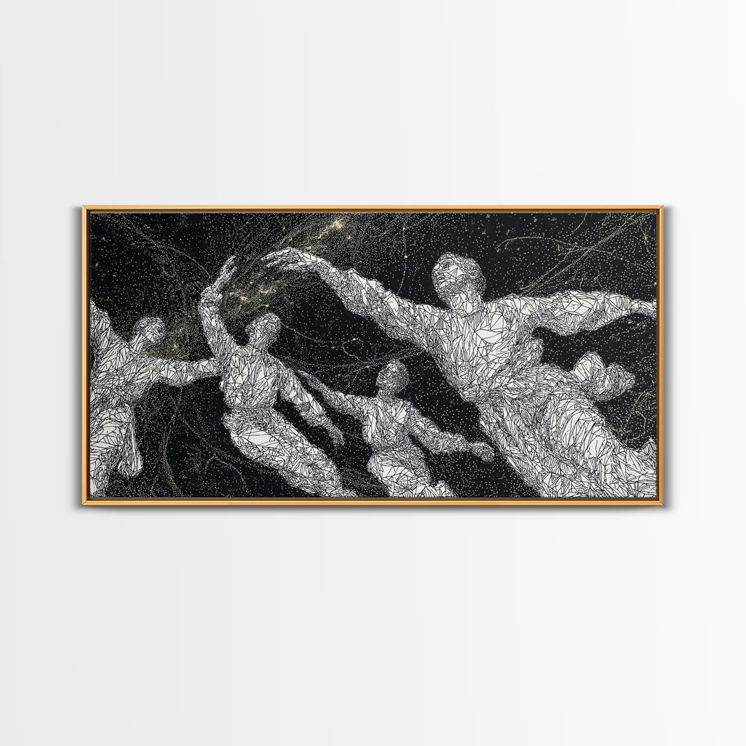 Black And White Dancing Figures Wall Art, African Contemporary Art Print, Expressive Movement Decor For Modern Studio Room