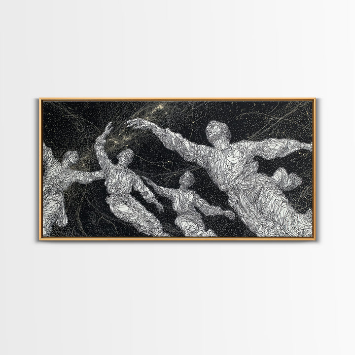 Black And White Dancing Figures Wall Art, African Contemporary Art Print, Expressive Movement Decor For Modern Studio Room