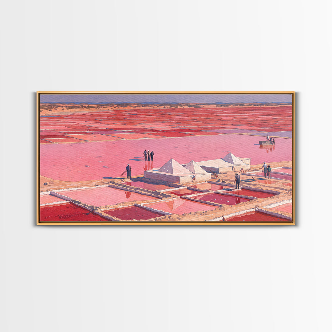 Pink Salt Pans And Desert Canvas Print, African Landscape Art, West Africa Travel Decor, Unique Coastal Wall Decor Home Gift