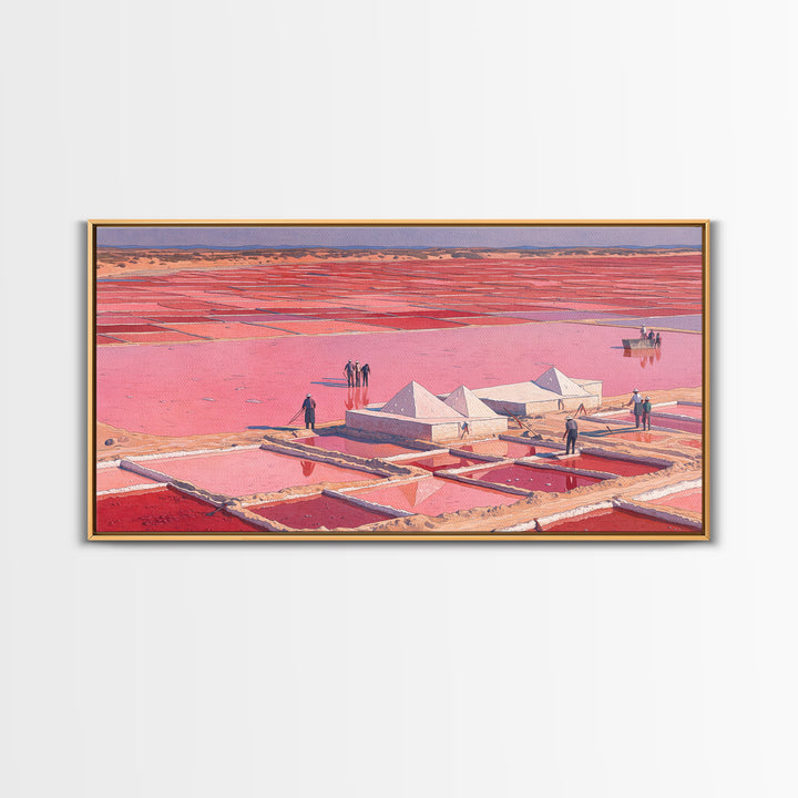 Pink Salt Pans And Desert Canvas Print, African Landscape Art, West Africa Travel Decor, Unique Coastal Wall Decor Home Gift