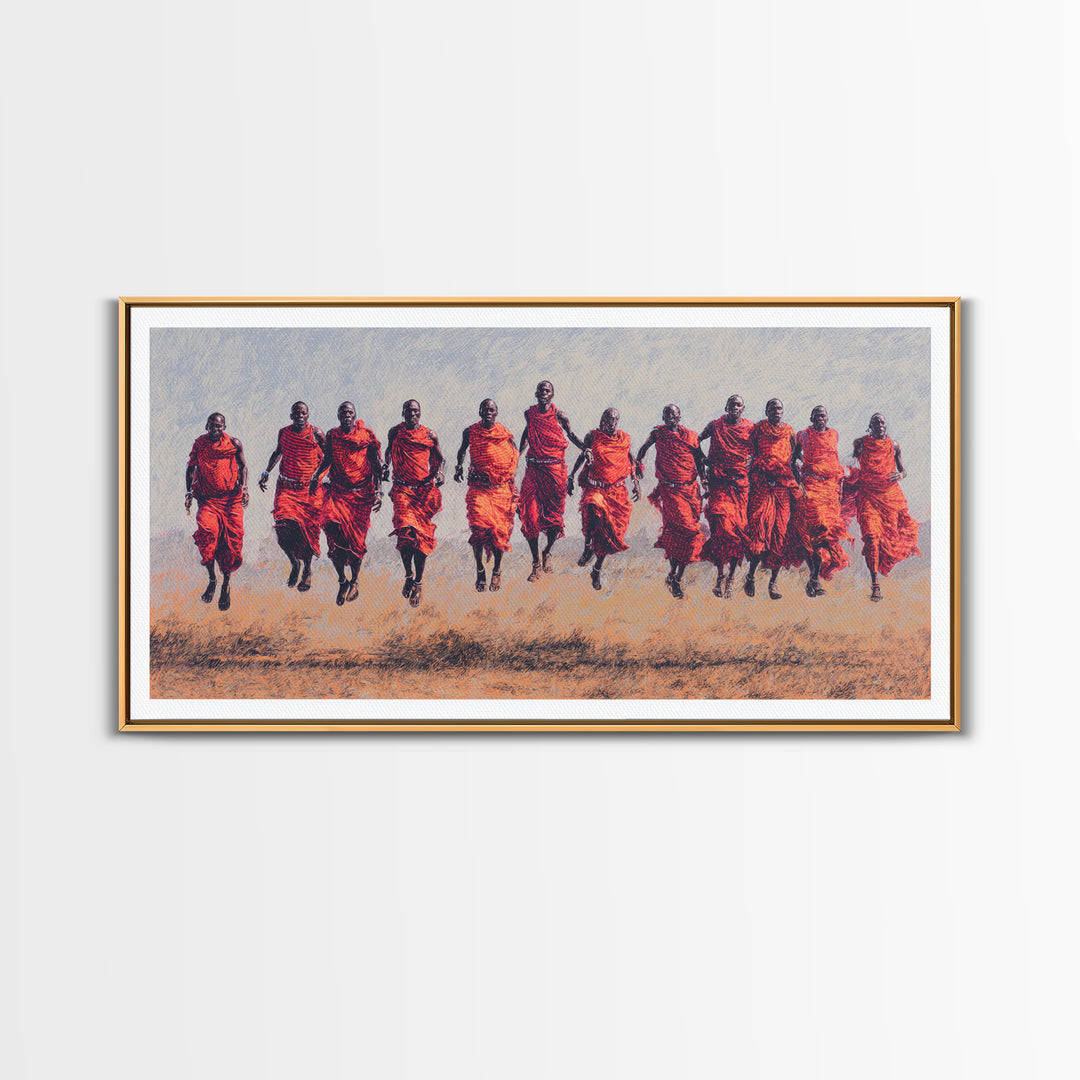 Maasai Warriors In Red Robes Wall Art, African Warrior Art, East African Culture, Tribal Art Print, Safari Decor Gift For Him