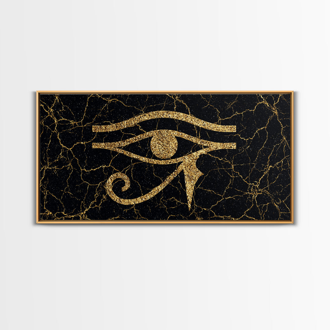 Gold Eye Of Horus Wall Art, African Egyptian Art, Ancient African Art, Black And Gold Design, Mystical Spiritual Decor Gift