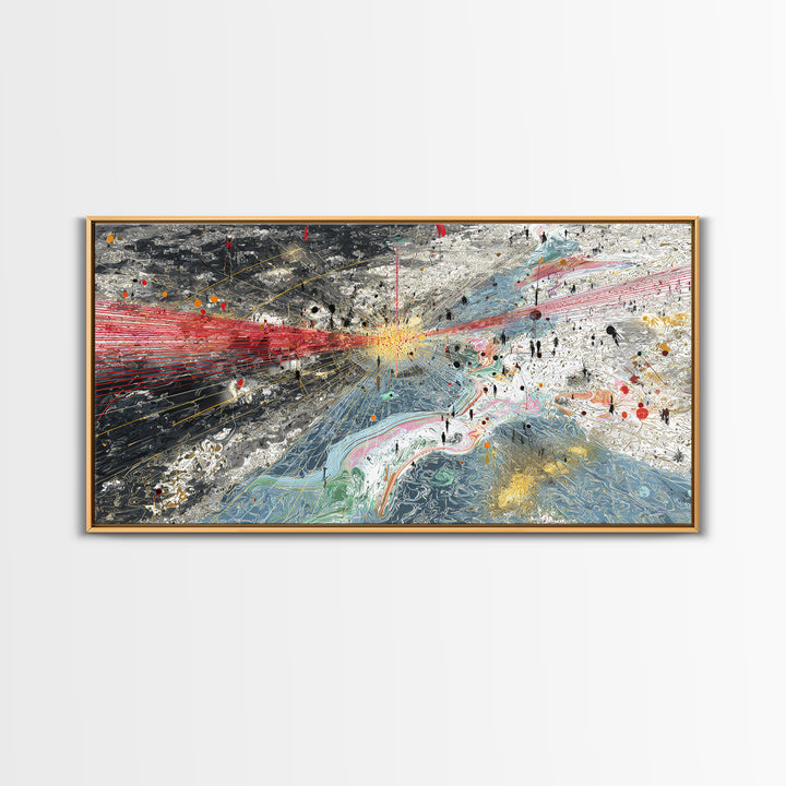 Red Blue Abstract Energy Flow Map Canvas Print, African Art Abstract, Modern Wall Decor, Bold Contemporary Office Decor Gift
