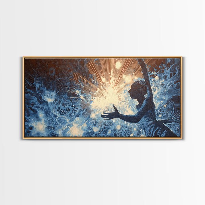 Mystical Blue African Woman Wall Art, Spiritual Abstract Canvas Print, Afrocentric Female Power Art, Dreamy Home Decor Gift