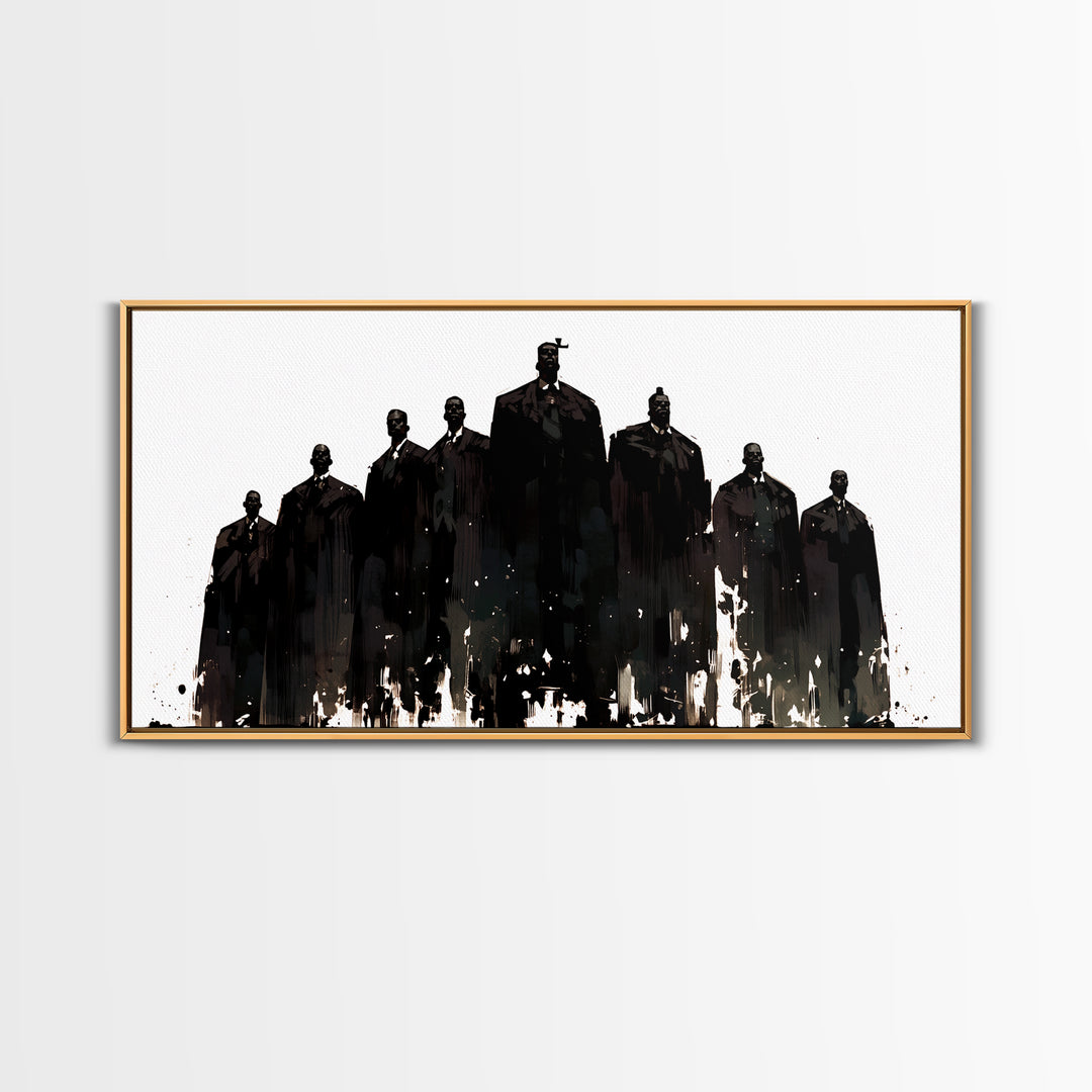Powerful Black Men Silhouette Wall Art, African American Art, Abstract Portrait Canvas, Black History Gift For Office Decor