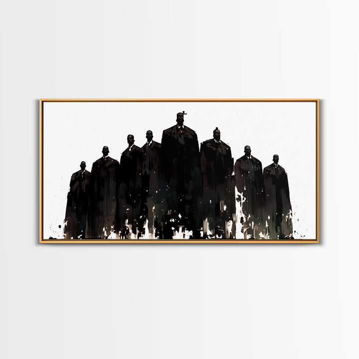 Powerful Black Men Silhouette Wall Art, African American Art, Abstract Portrait Canvas, Black History Gift For Office Decor