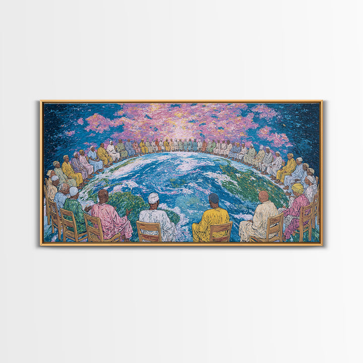 Global Elders Around Earth Wall Art, African American Art, Afrocentric Wall Art, Black History Art, Statement Home Decor