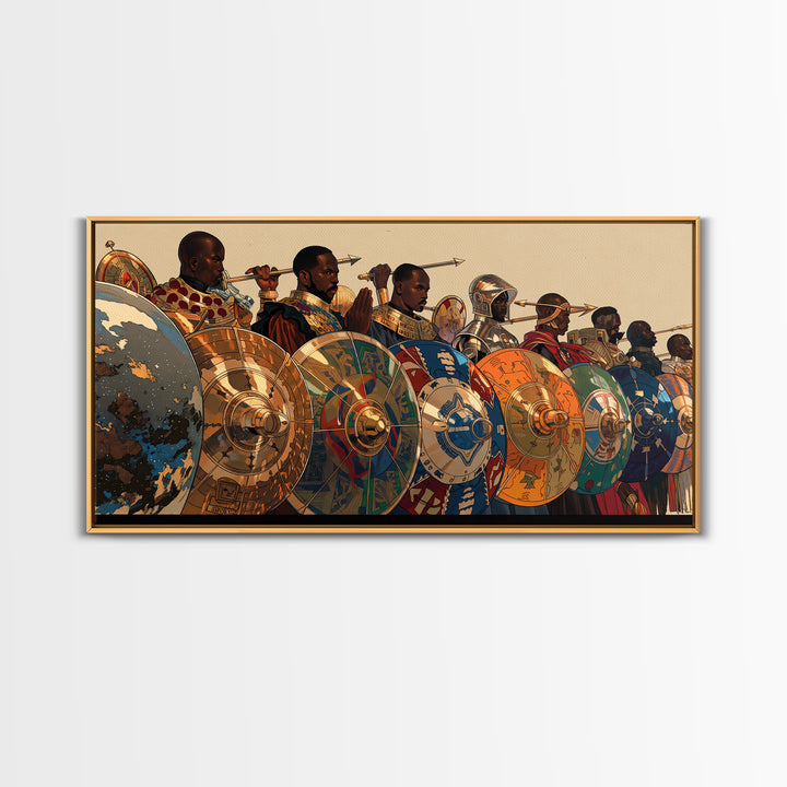 African Warriors With Shields And Spears Wall Art, African Warrior Art, Tribal Art Print, Bold Cultural Home Decor Gift For Him