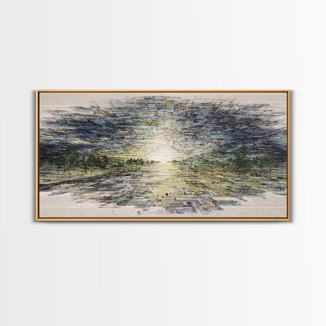 Radiant Abstract African Landscape At Sunrise Wall Art, Earth Tone Decor, Modern Canvas Art, Minimalist Office Art For Living Room