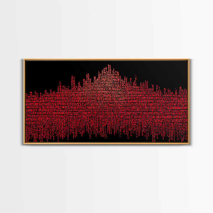 Red Typographic African Skyline Canvas Print, Bold Black Art, Afrocentric Wall Decor, Modern Cultural Home Decor Gift Idea